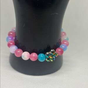 Pink and Blue Jade Stretch Bracelet